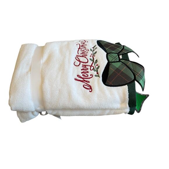 Rachel Zoe CHRISTMAS Plaid Bow Hand Towels Set of 2 Holiday Tartan New - Picture 10 of 10